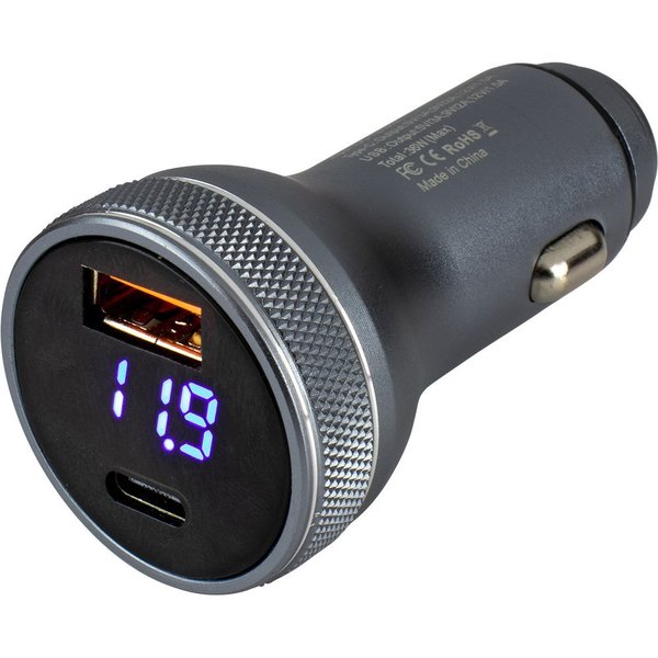 Sea-Dog Round USB &amp; USB-C Power Plug w/Voltmeter 426514-1